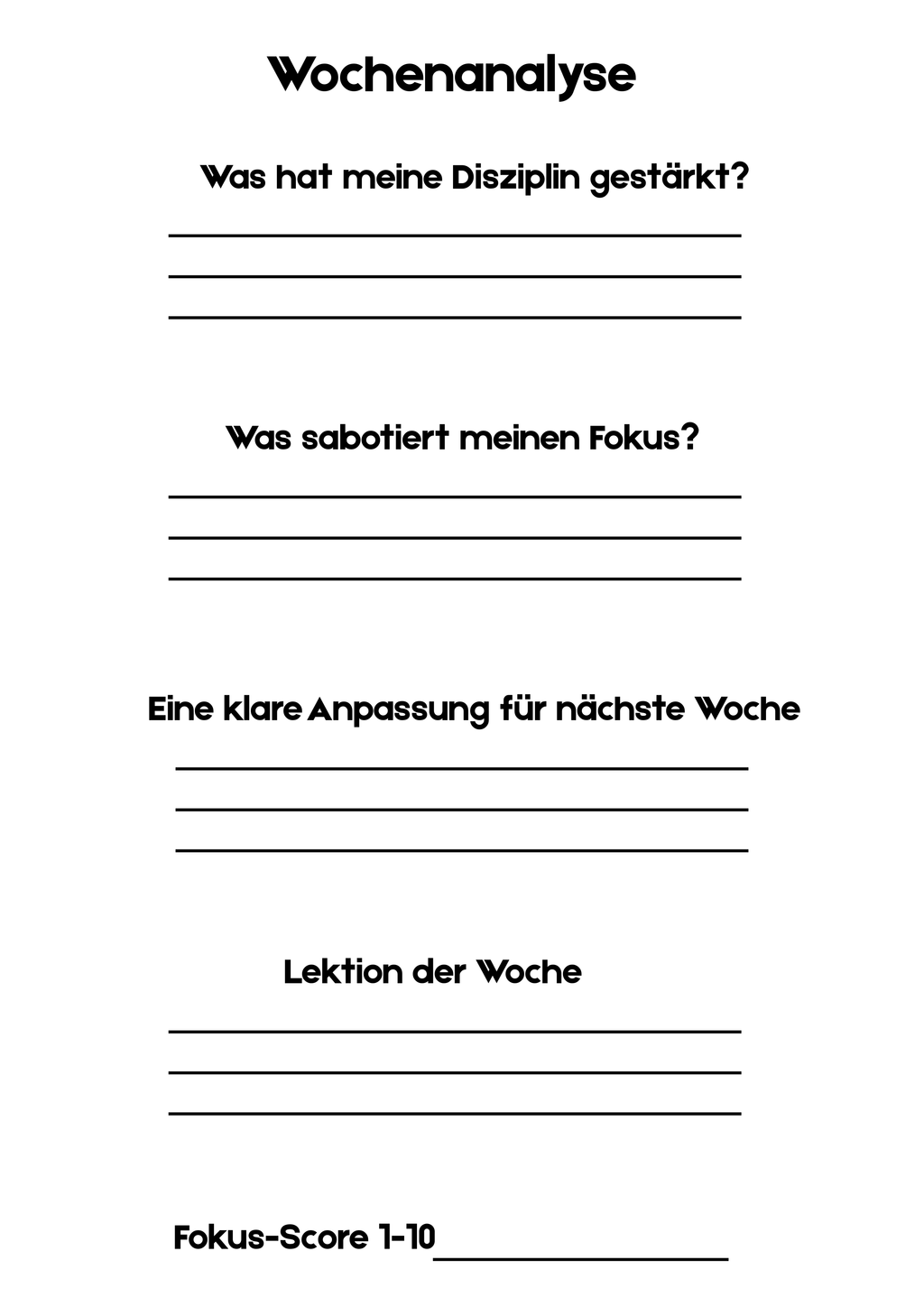 Wöchentliche Analyse & Fokus-Score
